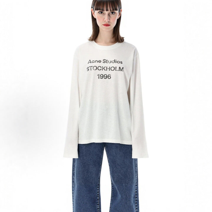 Men's Long Sleeve Shirt with Logo Print and Round Neckline Mune Fashion