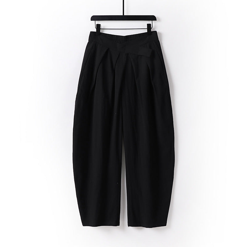 Women's High-Rise Culotte Pants with Pleats and Elastic Waistband Mune Fashion