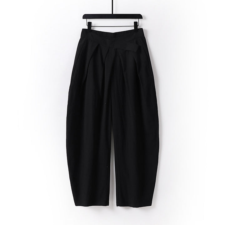 Women's High-Rise Culotte Pants with Pleats and Elastic Waistband Mune Fashion
