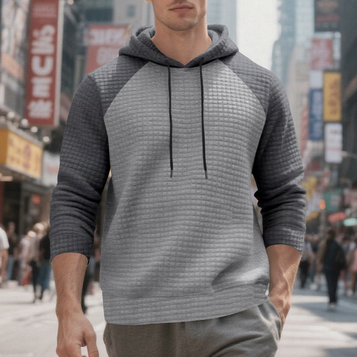 Men's quilted hoodie with raglan sleeves and drawstring Mune Fashion