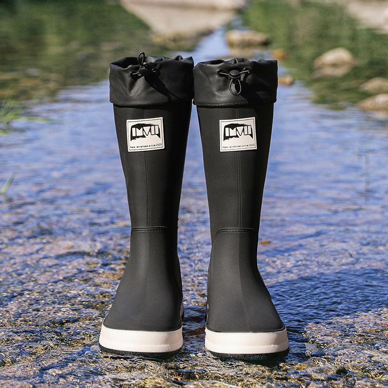 Women's knee-high waterproof rubber boots with adjustable cord closure Mune Fashion