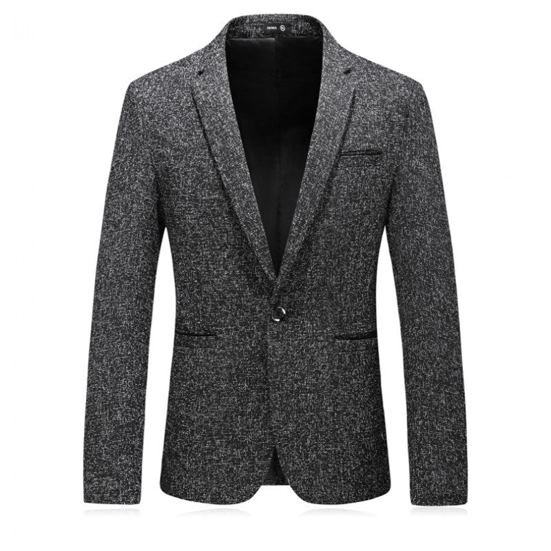 Men's tailored single-breasted blazer made of mélange wool blend with narrow lapels Mune Fashion