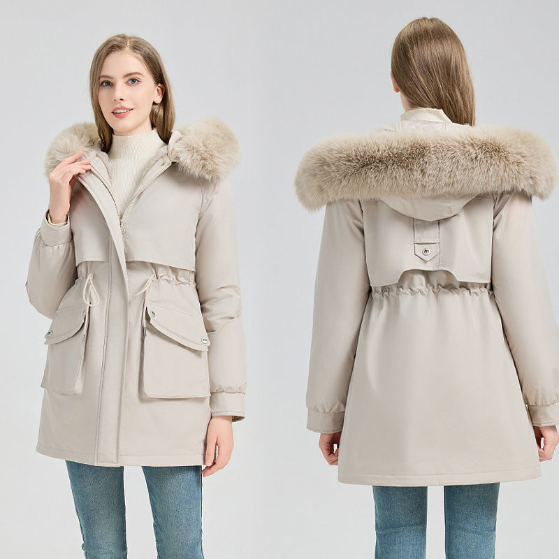 Women nan tailored thermo parka with removable faux fur hood, soft teddy lining and adjustable drawstring Mune Fashion