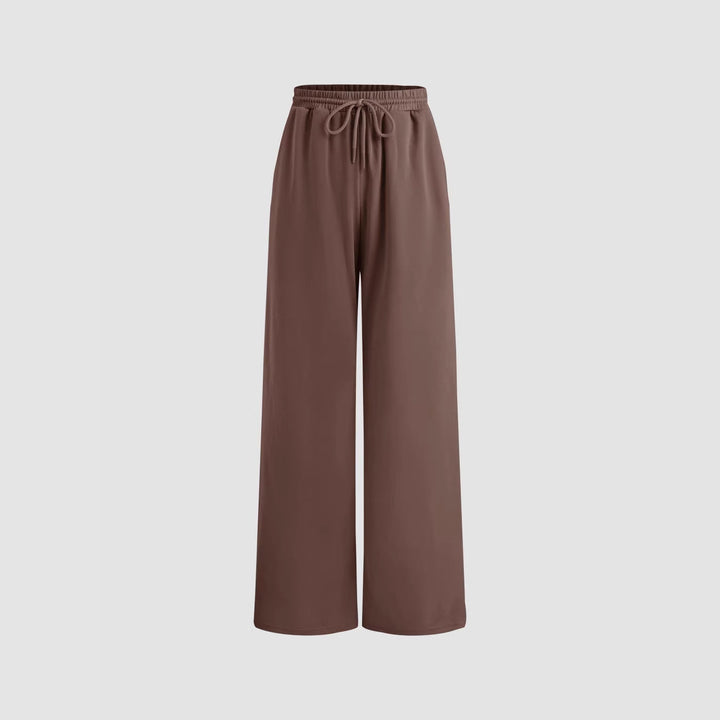 Women's Wide Lounge-Cuffed Sweatpants with Drawstring and Relaxed Fit Drune