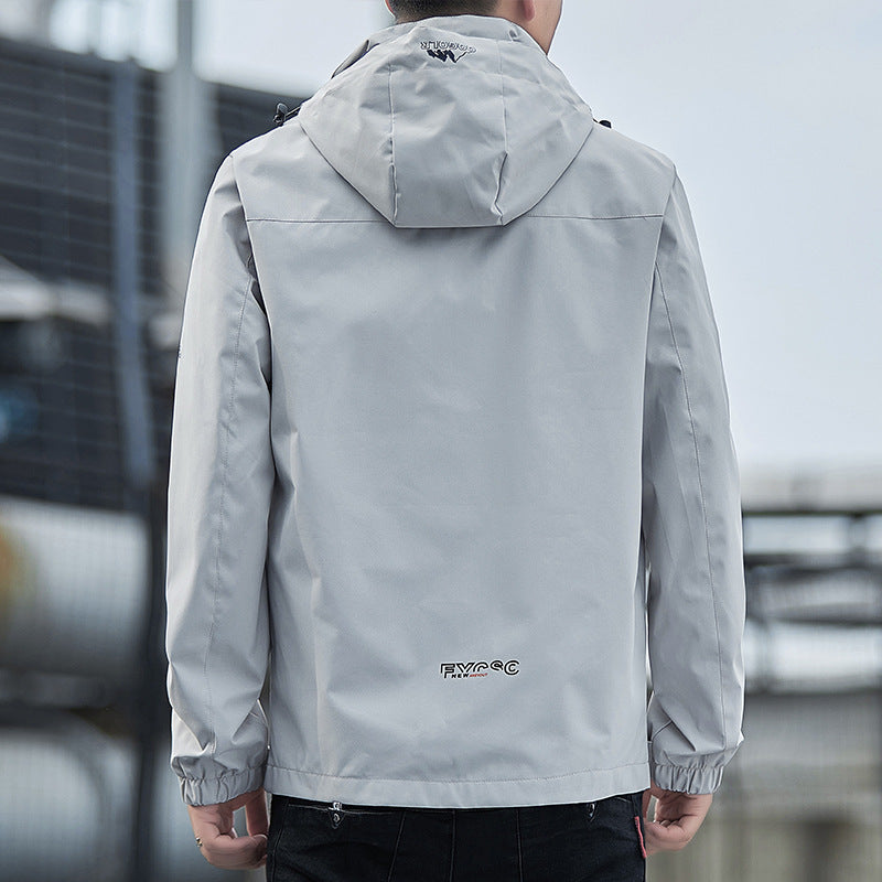 Men's Lightweight Rain Jacket with Adjustable Hood Mune Fashion
