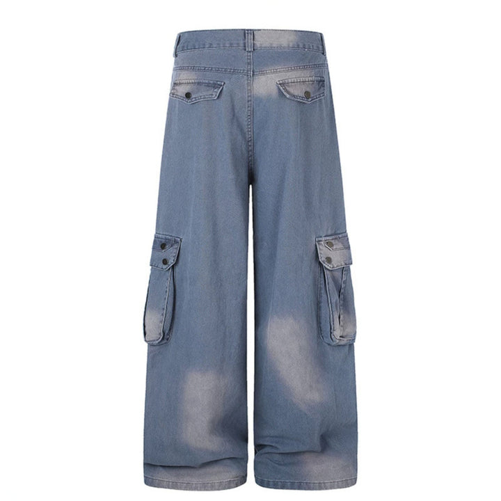Women's High-Waisted Culotte Jeans in Workwear Style with Large Flap Pockets and Used Finish Mune Fashion