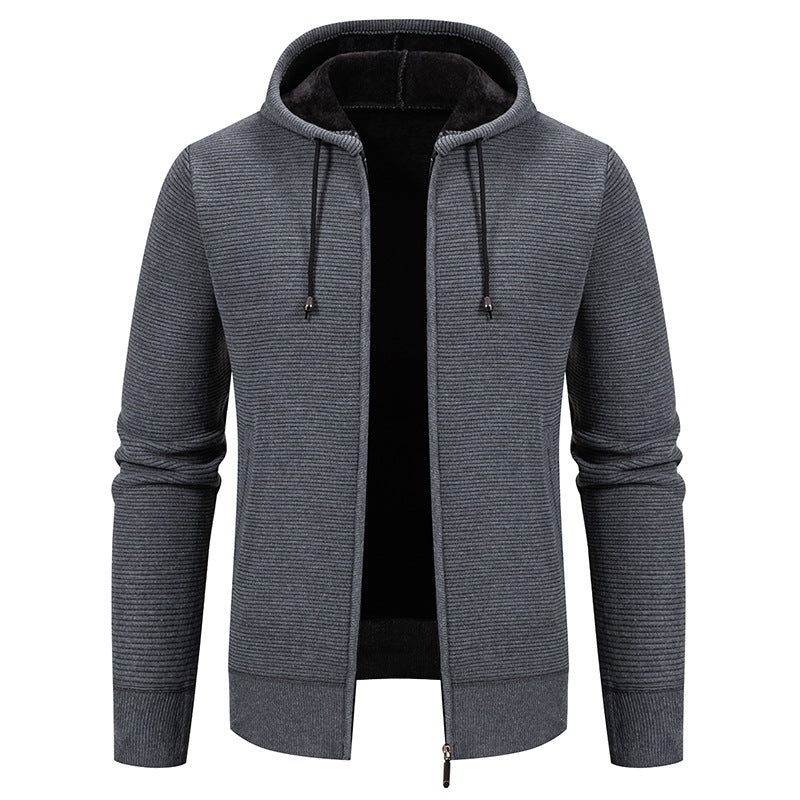 Men's structured zip-up cardigan with lined hood and soft teddy inner lining Mune Fashion