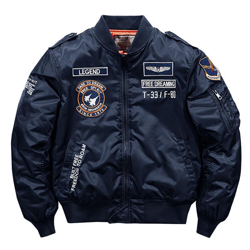 Men's aviator bomber jacket in military style with quilted thermal lining and shoulder patches Mune Fashion