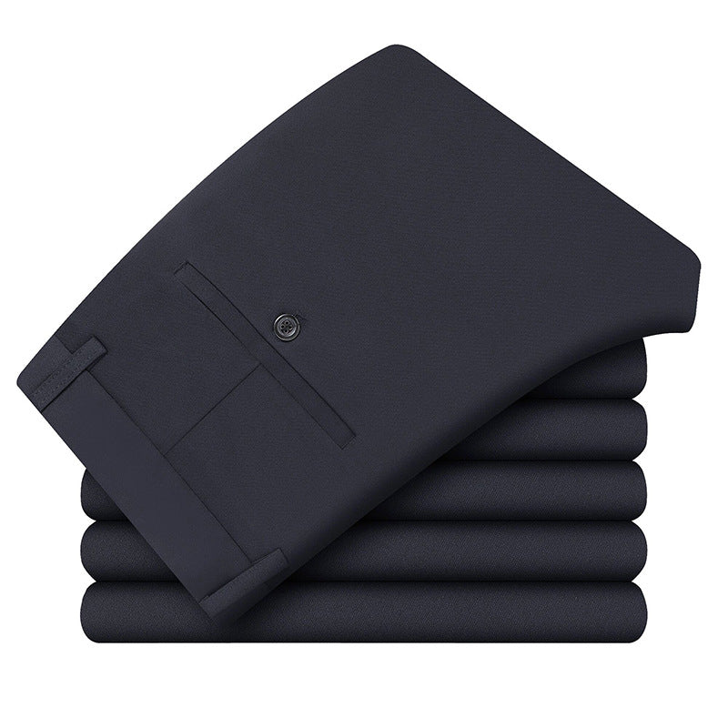 Men's Business Pants Slim-Fit with Crease and Hidden Back Pockets Mune Fashion