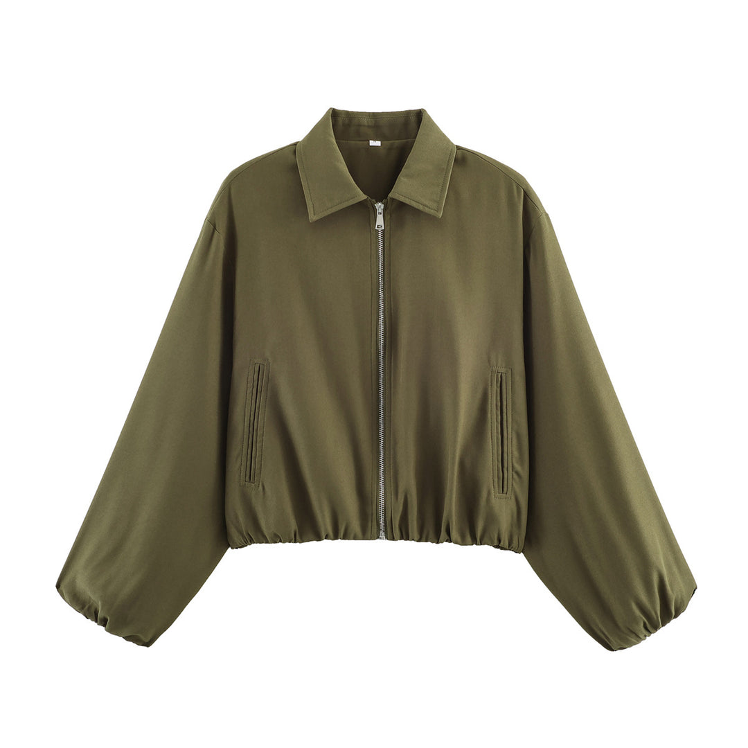 Women's short jacket in Harrington style with polka dot pattern, balloon sleeves, and elastic hem Mune Fashion