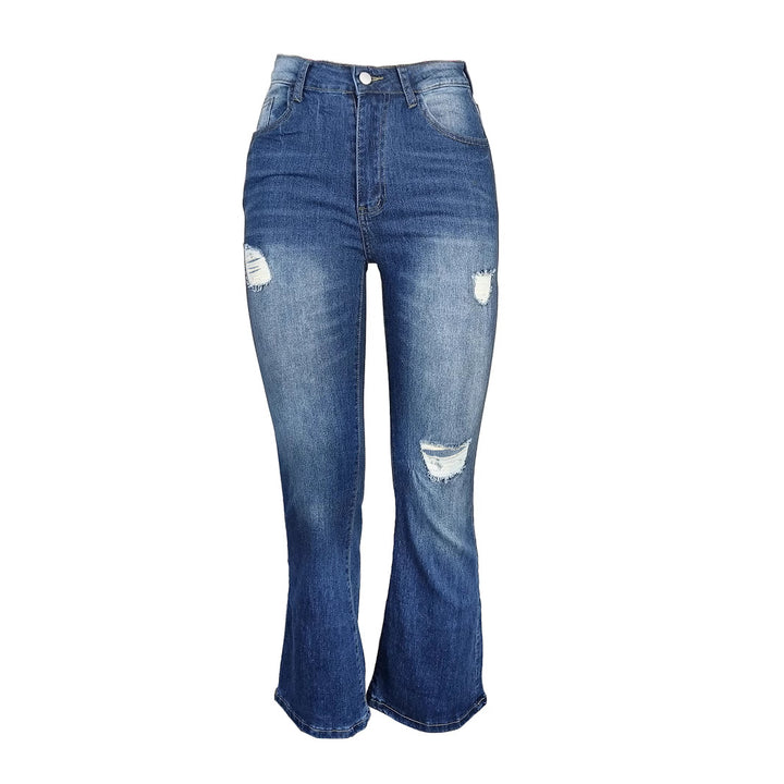 Women Wide High-Waist Denim Jeans in Wide-Leg Look with Targeted Destroyed Details Mune Fashion