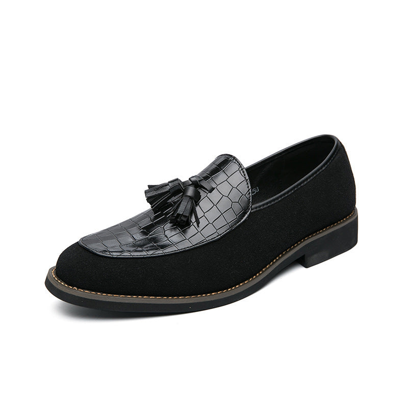 Men's elegant tassel loafer with crocodile-embossed leather upper and soft suede outer material Mune Fashion