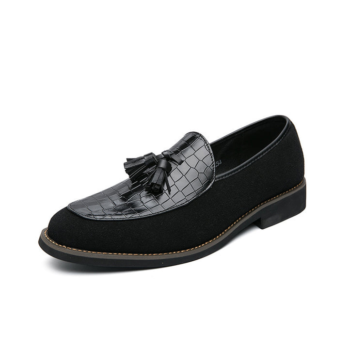 Men's elegant tassel loafer with crocodile-embossed leather upper and soft suede outer material Mune Fashion