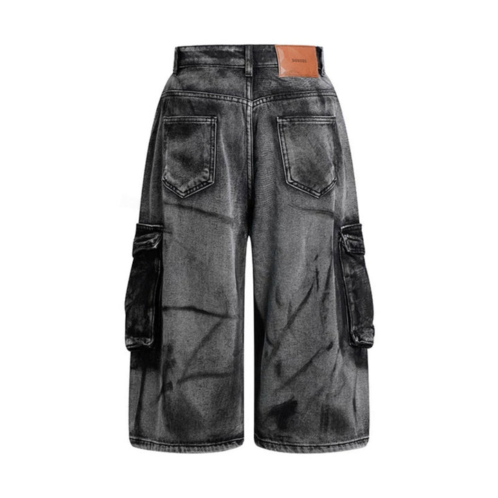 Women's High-Waist Denim Cargo Culotte with Wide Legs and Patch Pockets Mune Fashion