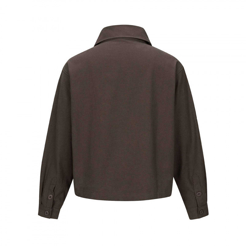 Unisex Short Cut Boxy Shirt Jacket with Chest Pocket and Clear Button Placket Mune Fashion