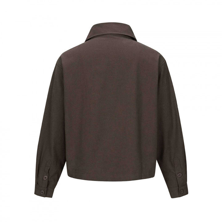 Unisex Short Cut Boxy Shirt Jacket with Chest Pocket and Clear Button Placket Mune Fashion