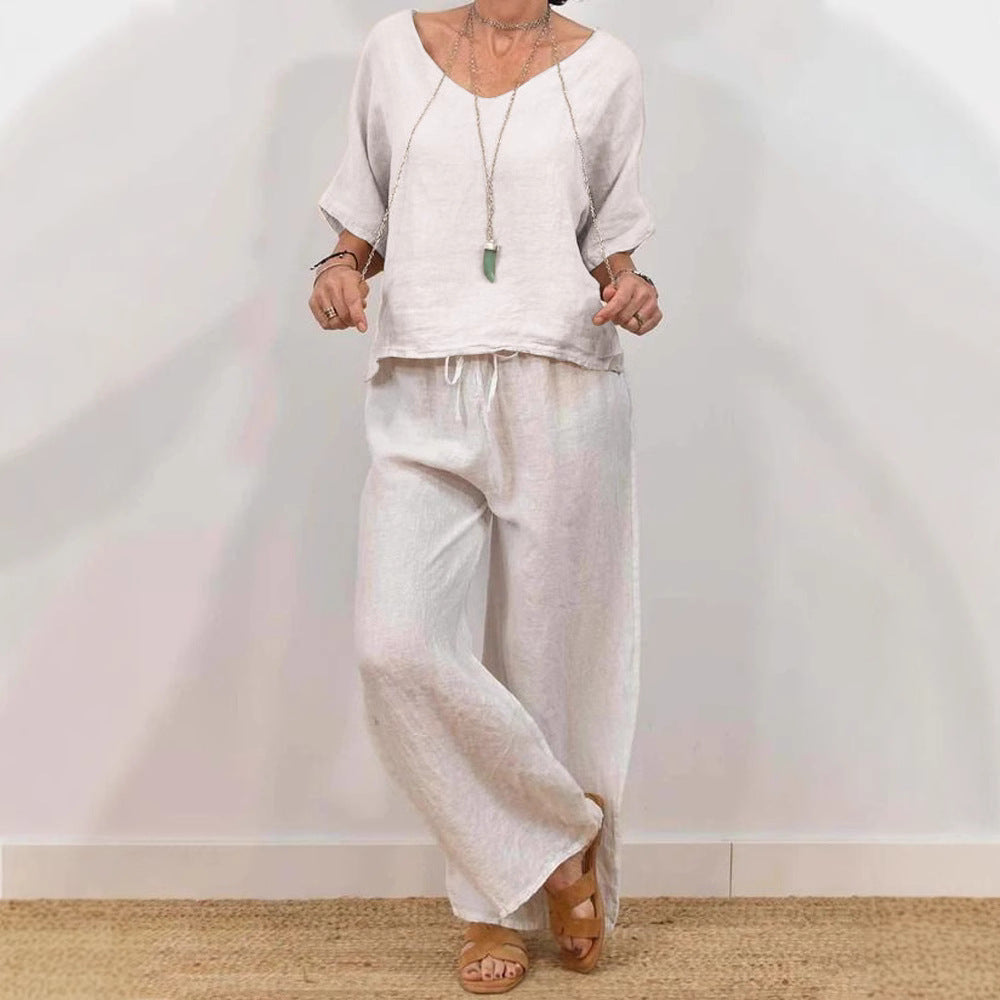 Women’s linen suit with a casual cut and wide leg Mune Fashion