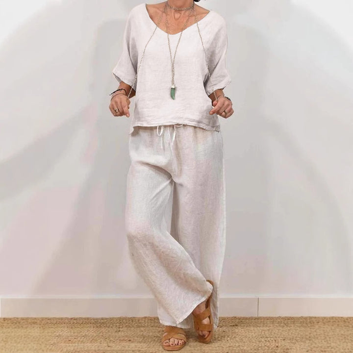 Women’s linen suit with a casual cut and wide leg Mune Fashion