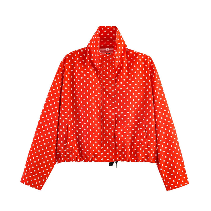 Ladies Short Points Utility Jacket with Stand-Up Collar and Drawstring Mune Fashion