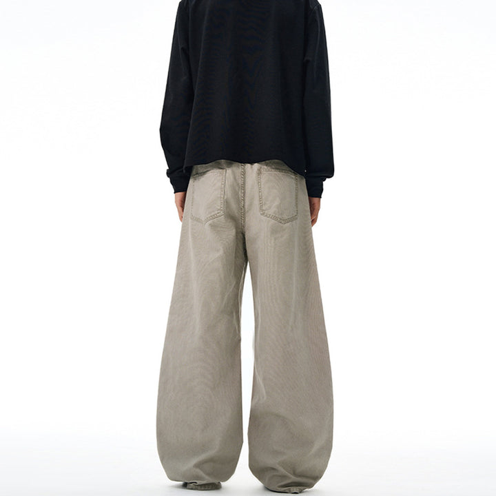 Men's Extra Wide Floor-Length Canvas-Inspired Wide Pants with Extra Long Hem Mune Fashion