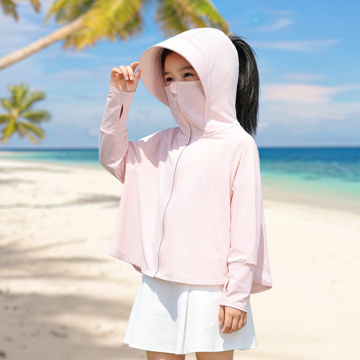 Women's nan children's UV protection sun jacket with hood and integrated face cover Mune Fashion