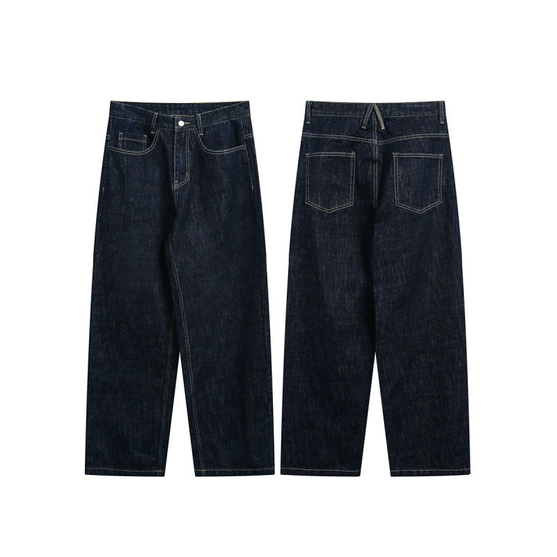 Women High-Waist Straight-Leg Raw-Denim Jeans with Relaxed Fit and Five-Pocket Design Mune Fashion