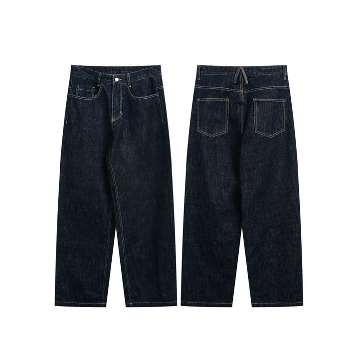 Women High-Waist Straight-Leg Raw-Denim Jeans with Relaxed Fit and Five-Pocket Design Mune Fashion