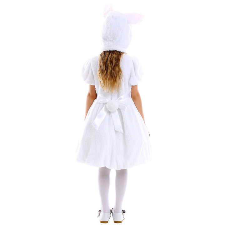 Girls Plush Bunny Costume with Hood and Playful Details Mune Fashion