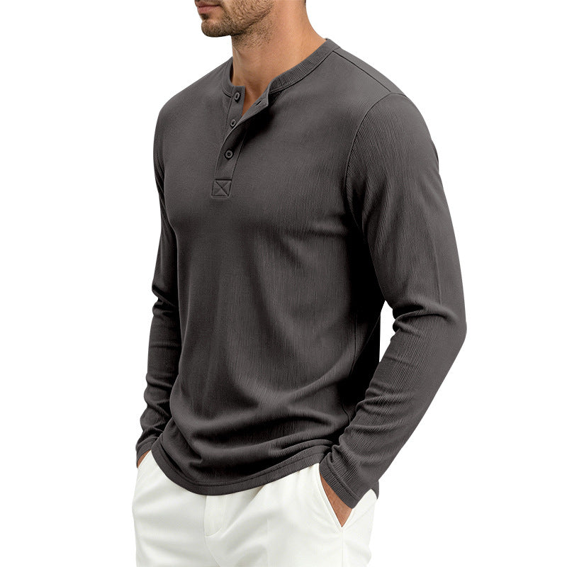 Men's Henley Long Sleeve Shirt made of soft waffle jersey with slight stretch and flat button placket Mune Fashion