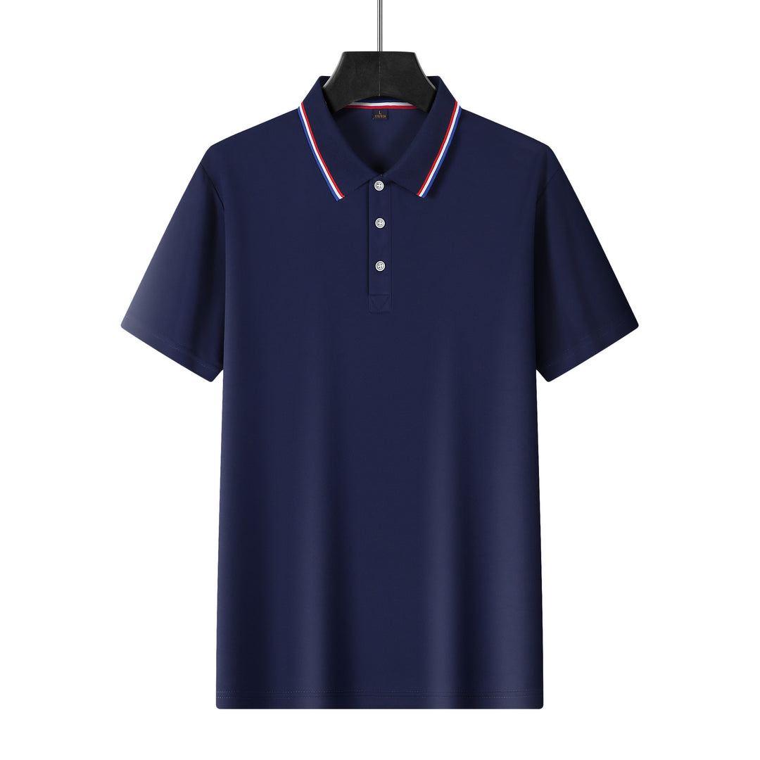 Men's breathable piqué polo with contrast stripes on the collar Mune Fashion