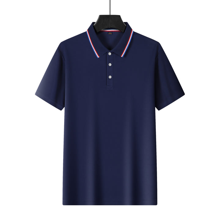 Men's breathable piqué polo with contrast stripes on the collar Mune Fashion