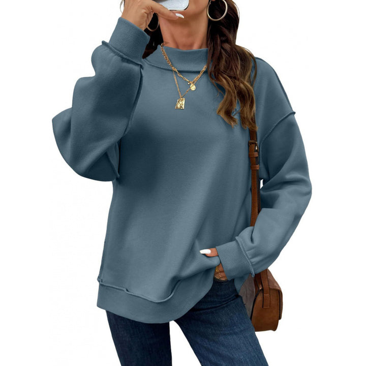 Women's Oversize Sweatshirt with Stand-up Collar, Raglan Sleeves and Ribbed Cuffs Mune Fashion