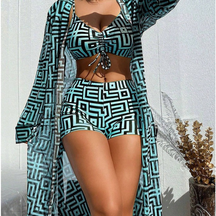 Women Colorful Bikini and Kaftan Combo Mune Fashion