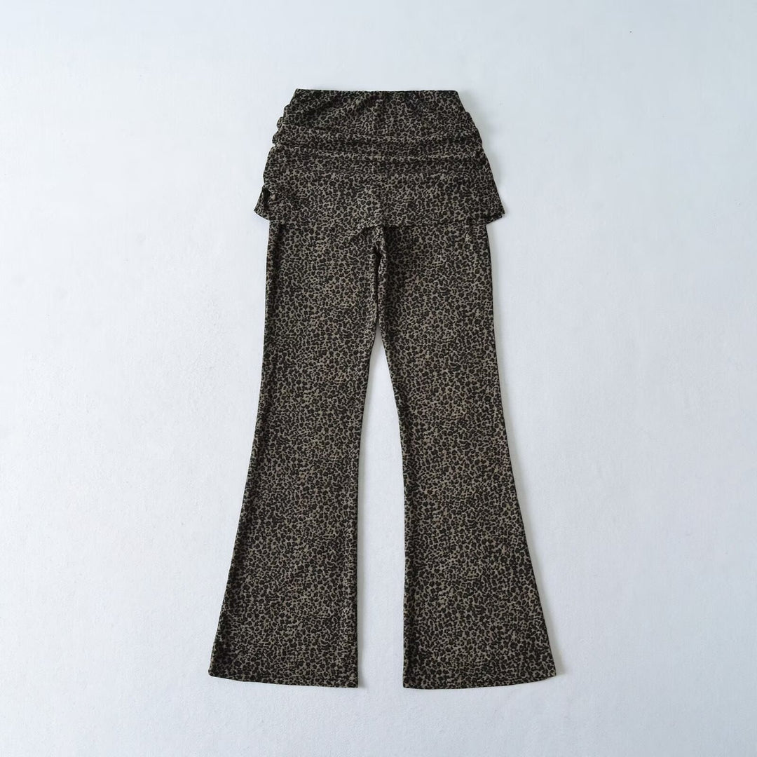 Women's High-Waist Flared Trousers with Ruffled Hip Skirt and Flared Leg Mune Fashion