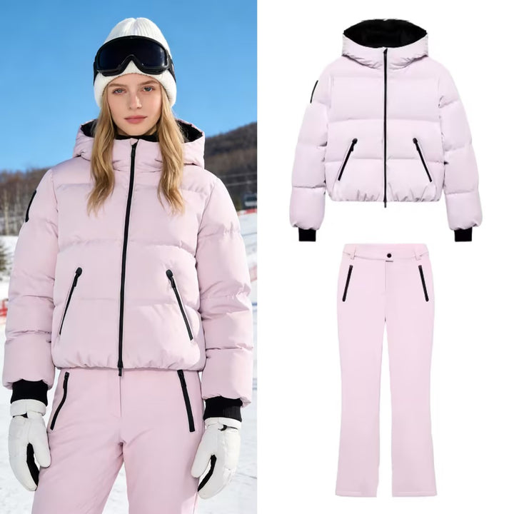 Women's short padded bomber-style hooded jacket with elastic hem and zippered pockets Mune Fashion