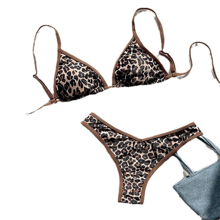 Women's Triangle Bikini Set with Animal Print and Playful Design Mune Fashion