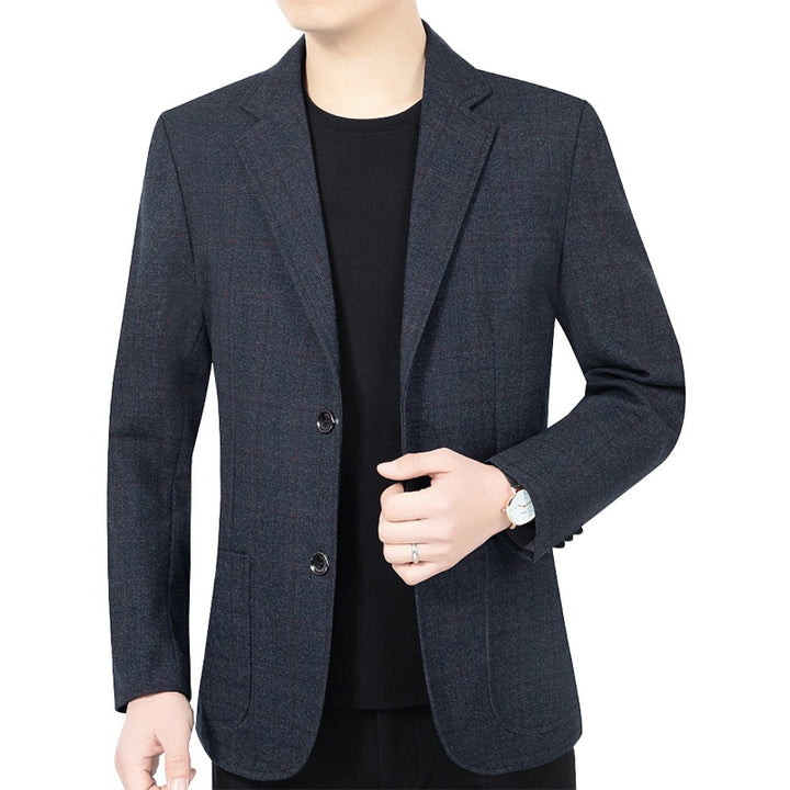 Men's Checked Semi-Structured Casual Blazer Made of Wool Blend with Patch Pockets Mune Fashion
