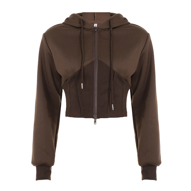 Women nan tailored bomber jacket with wide ribbed waistband, two slanted pockets and decorative zipper details Mune Fashion