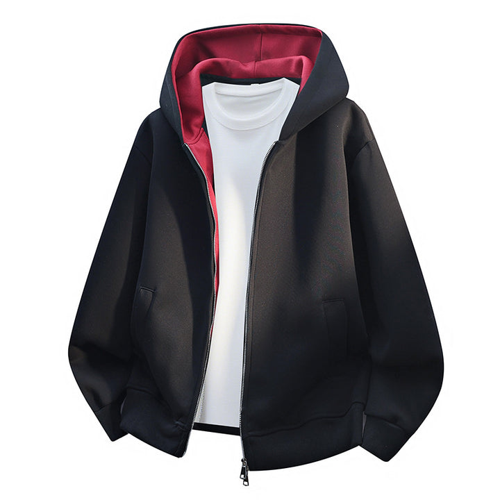 Men's Oversize Zip Hoodie with Contrast Lined Hood and Kangaroo Pockets Mune Fashion