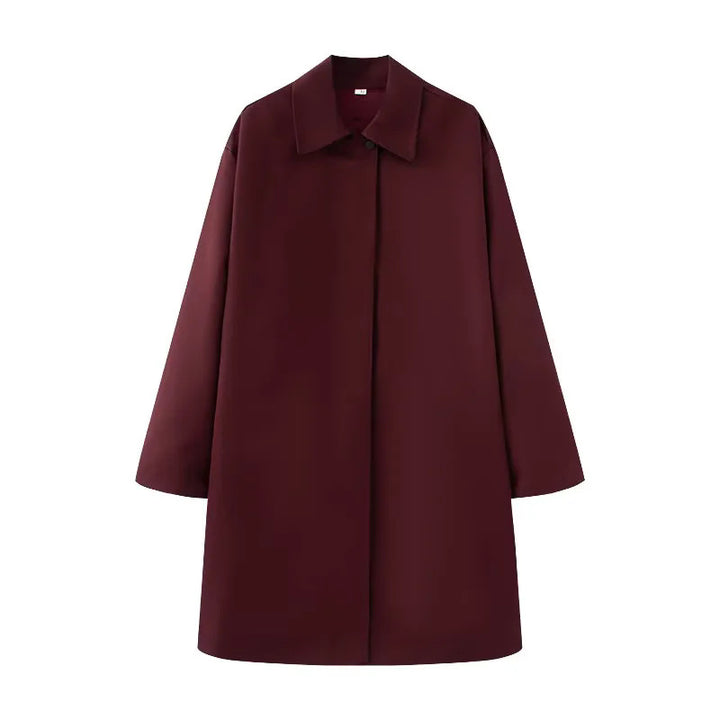Women's nano minimalist A-line coat with concealed button placket Mune Fashion