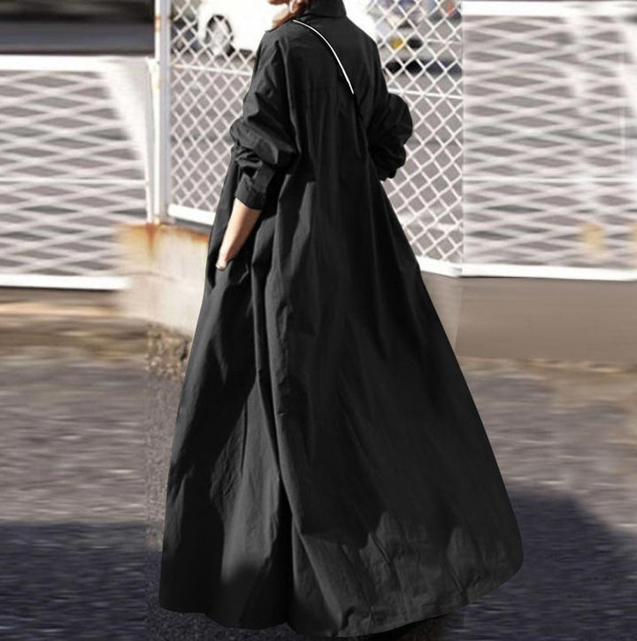 Women's Oversized Shirt Dress in A-Line with Shirt Collar Mune Fashion