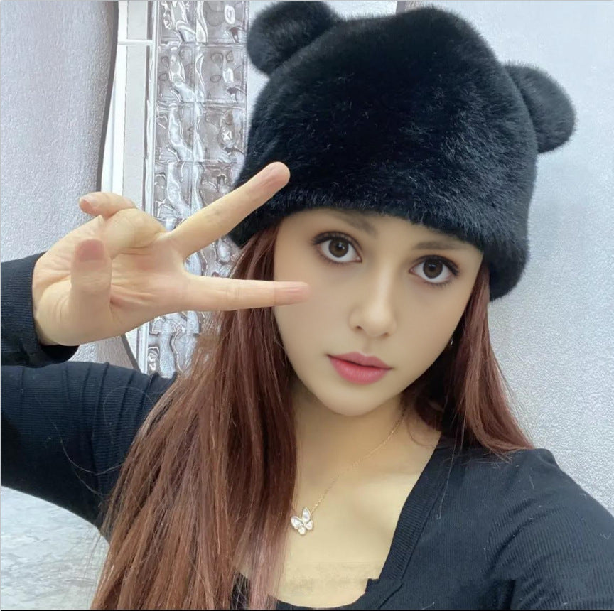 Ladies Cozy Hat with Bear Ears made of high-quality Faux Fur Mune Fashion