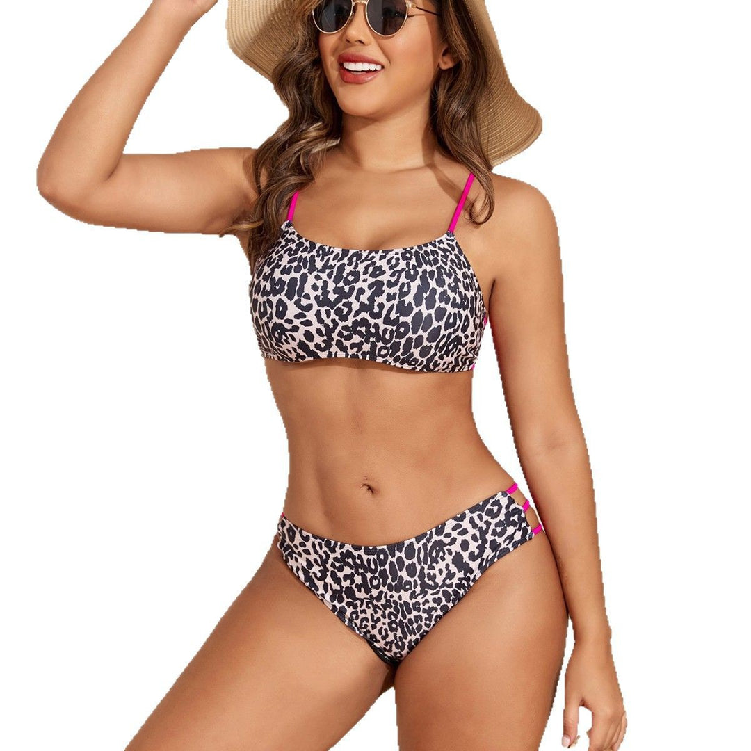 Women's Leopard Print Bikini Set with Sporty Details Mune Fashion
