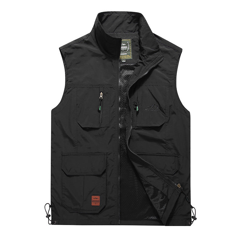 Men's multifunctional outdoor utility vest with zipper, multiple pockets, and breathable mesh lining Mune Fashion
