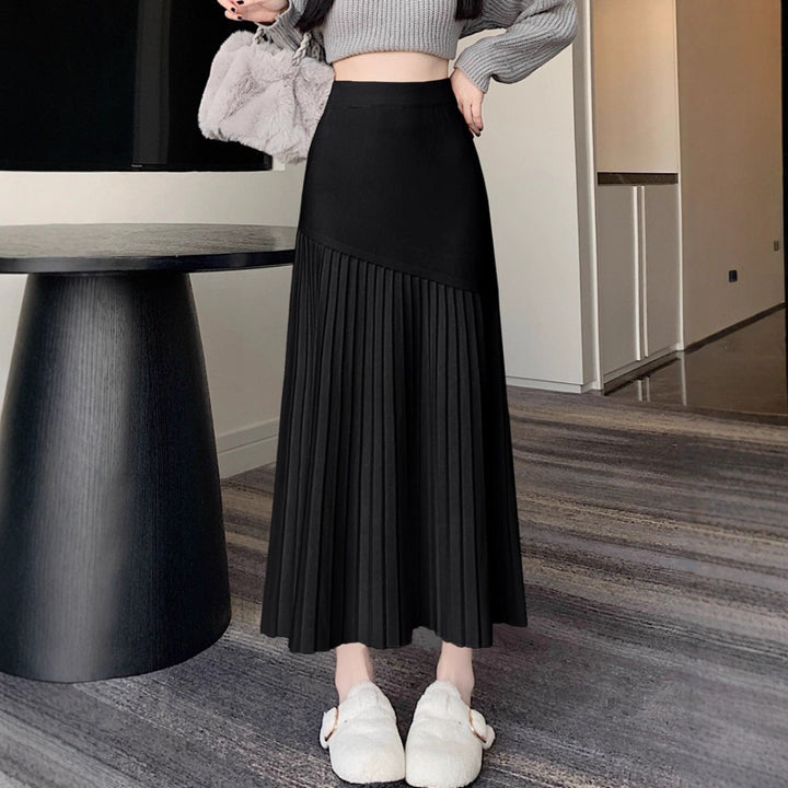Women's Pleated Maxi Skirt with Asymmetric Design Mune Fashion