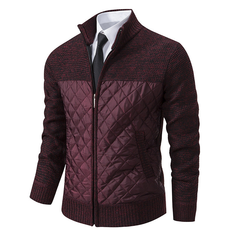 Men's quilted hybrid cardigan with diamond quilting, stand-up collar, insulating thermal lining, and zipper Mune Fashion