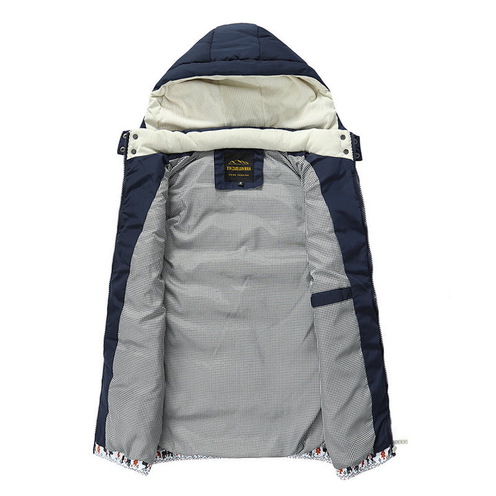Men's Sleeveless Quilted Padded Hooded Vest with Zipper and Contrasting Lining Mune Fashion