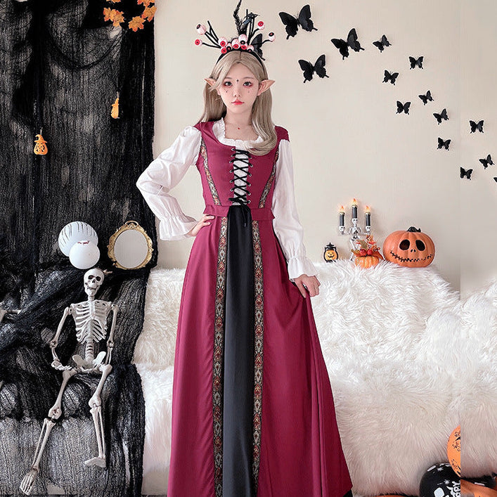 Ladies Enchanting Costume Dress with Elegant Lacing and Romantic Details Mune Fashion