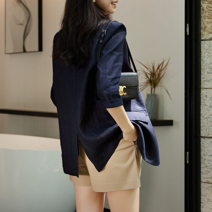 Women's Fashionable Linen Blazer Mune Fashion