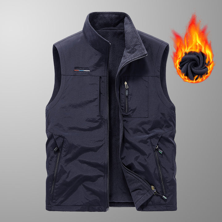 Men's padded thermal vest with fleece lining, windproof exterior and multiple zippered pockets Mune Fashion